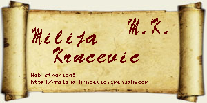 Milija Krnčević vizit kartica